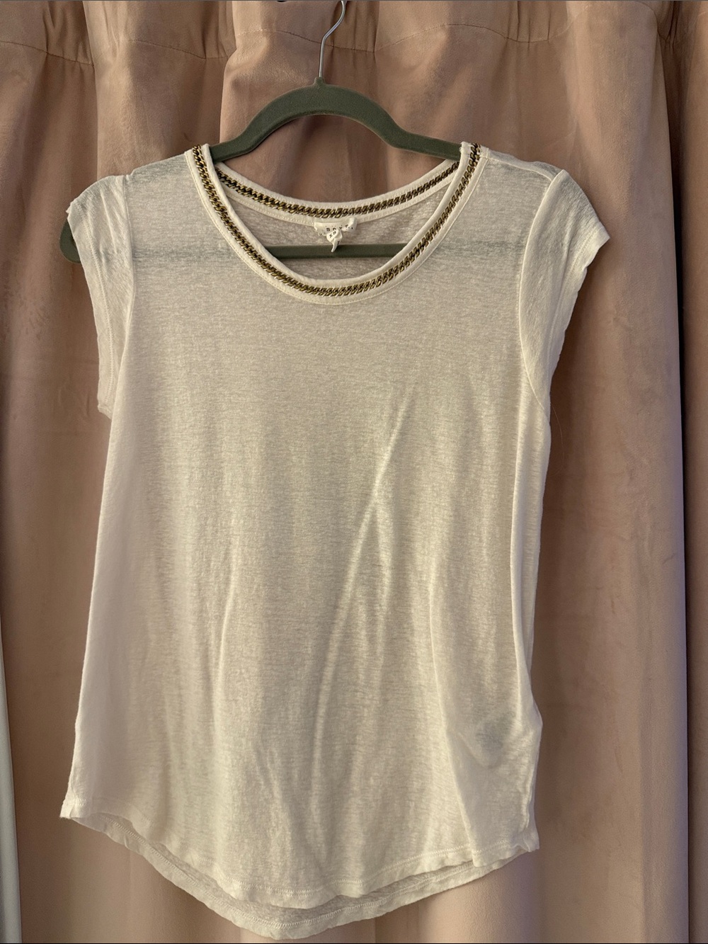 Joie Women's Cream Short-Sleeve Embellished Neck Top